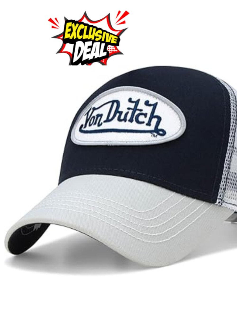 Von Dutch Unisex Trucker Hat - Curved Bill Mesh Back Retro Classic Colorblock